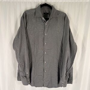 Boss Hugo Boss Dress Shirt Mens 44 17.5 Grey Plaid Button Up Long Sleeve Regular
